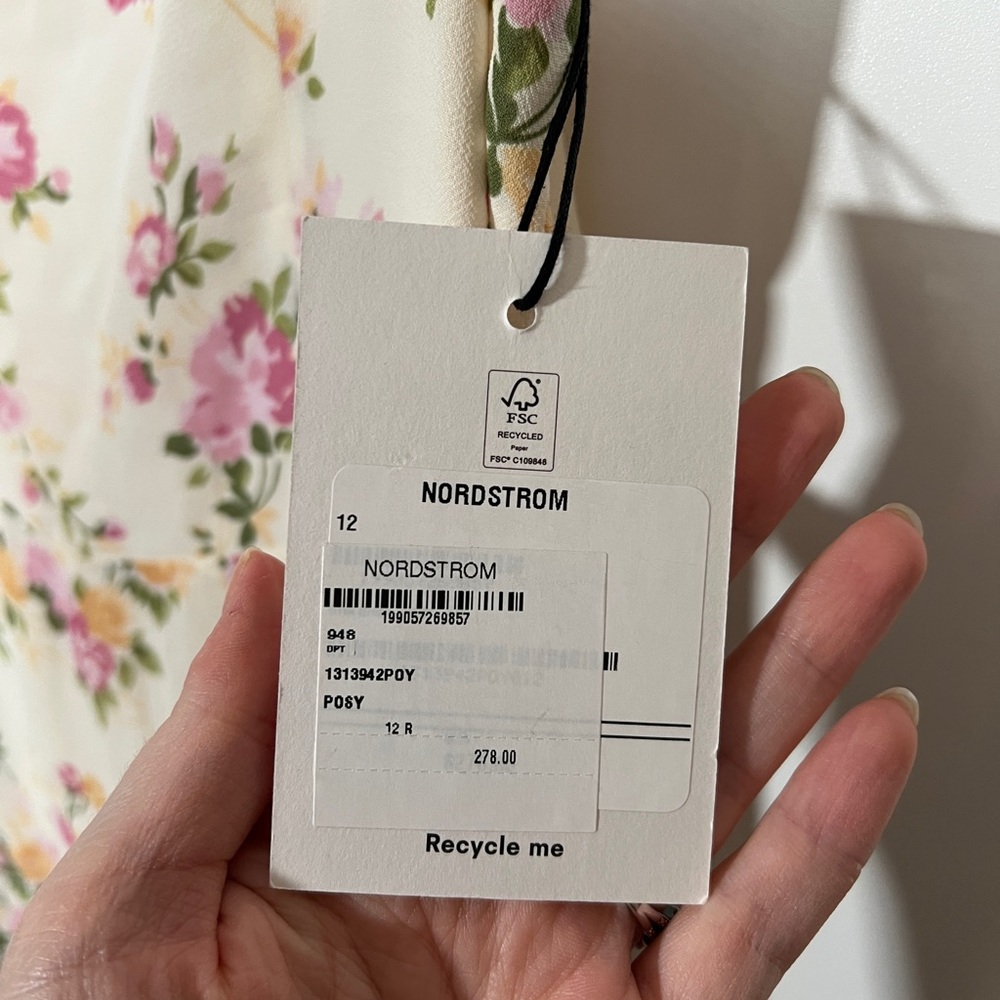 NWT Reformation Irisa Floral Trumpet Dress In Posy Print Sz 12 Pink - Picture 10 of 12